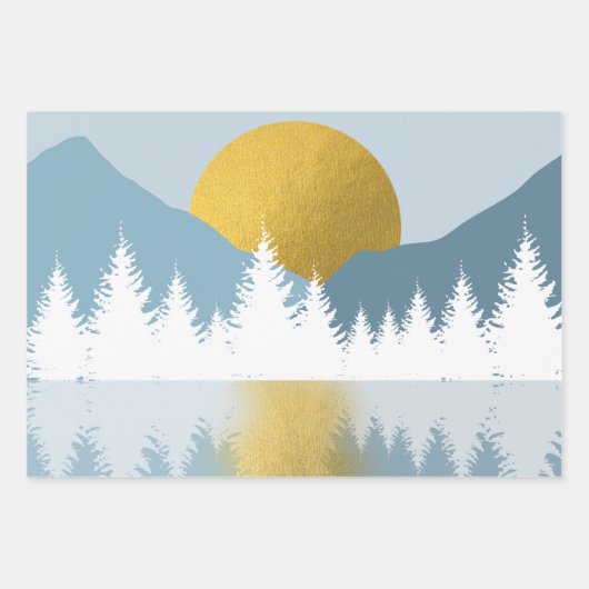 Abstract landschap Golden Winter Sunset Sunrise Inpakpapier Vel (Voorkant 2)