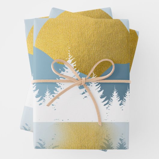 Abstract landschap Golden Winter Sunset Sunrise Inpakpapier Vel (In situ)