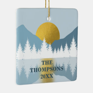 Abstract landschap Golden Winter Sunset Sunrise Keramisch Ornament