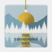 Abstract landschap Golden Winter Sunset Sunrise Keramisch Ornament (Achterkant)