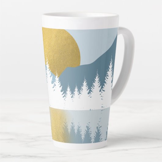 Abstract landschap Golden Winter Sunset Sunrise Latte Mok (Rechterhoek)