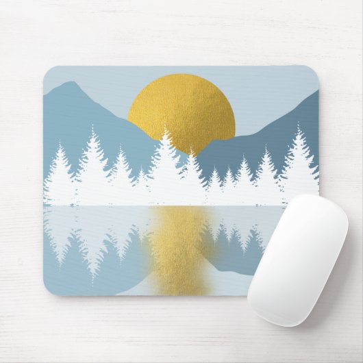 Abstract landschap Golden Winter Sunset Sunrise Muismat (Met muis)