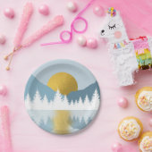 Abstract landschap Golden Winter Sunset Sunrise Papieren Bordje (Feest)