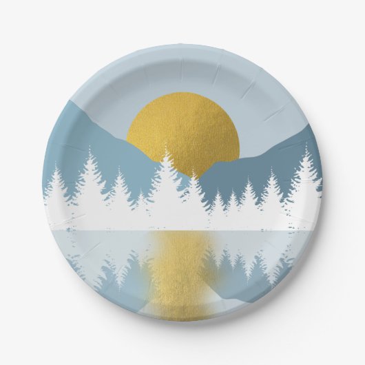 Abstract landschap Golden Winter Sunset Sunrise Papieren Bordje (Voorkant)