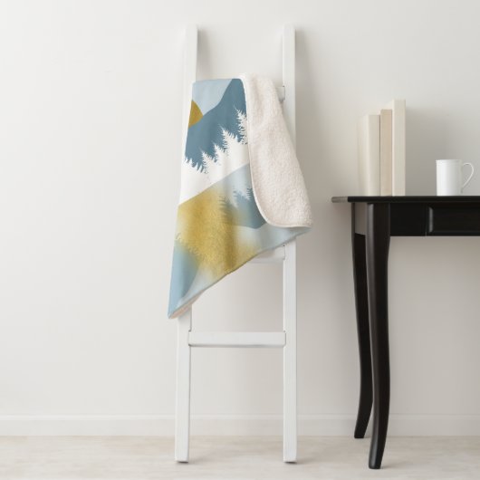 Abstract landschap Golden Winter Sunset Sunrise Sherpa Deken (In situ)