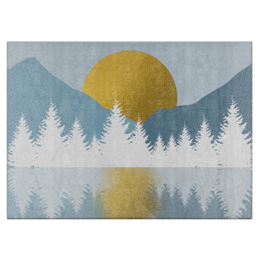 Abstract landschap Golden Winter Sunset Sunrise Snijplank (Voorkant)