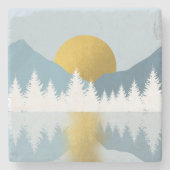 Abstract landschap Golden Winter Sunset Sunrise Stenen Onderzetter (Voorkant)