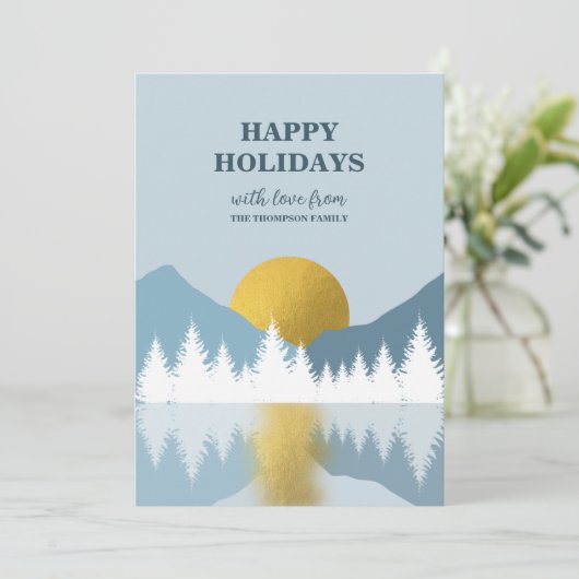 Abstract Landschap Gouden Winter Prettige Feestdag Feestdagenkaart (Staand voorkant)