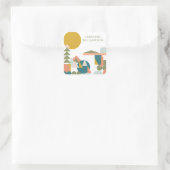 Abstract landschap in Blauwgroen, aangepast Vierkante Sticker (Tas)