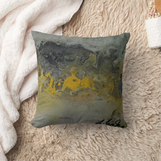 Abstract landschap in geel Sierkussen (Deken)