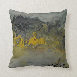 Abstract landschap in geel Sierkussen