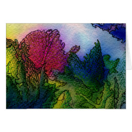 Abstract landschap in Waterverf - Foggy Sunrise