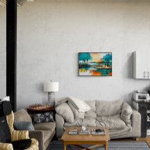 Abstract Landschap, Kleurrijk Acrylschilderij