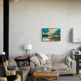 Abstract Landschap, Kleurrijk Acrylschilderij Poster