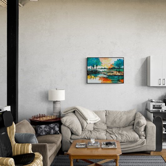 Abstract Landschap, Kleurrijk Acrylschilderij Poster