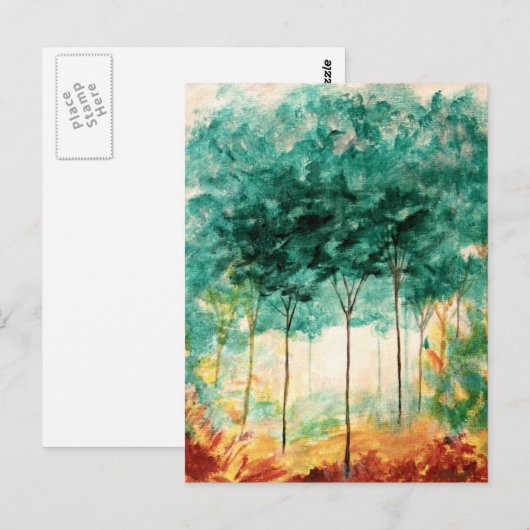 Abstract landschap Kunst bebost schilderen Briefkaart (Voorkant / Achterkant)