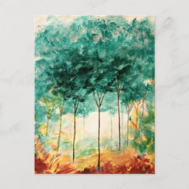 Abstract landschap Kunst bebost schilderen Briefkaart