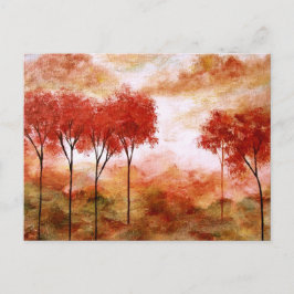 Abstract landschap Kunst Rode Skinny Trees schilde Briefkaart