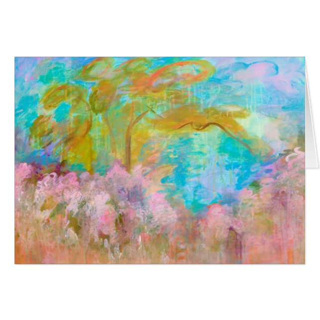 Abstract landschap Kunstboomroze Aqua Flowers (Voorkant Horizontaal)