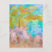 Abstract landschap Kunstboomroze Aqua Flowers Briefkaart (Voorkant)