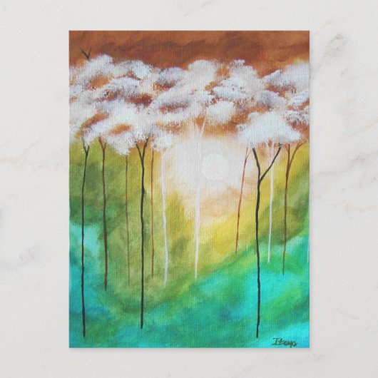 Abstract landschap Kunstdadens Lichte Skinny Trees Briefkaart (Voorkant)