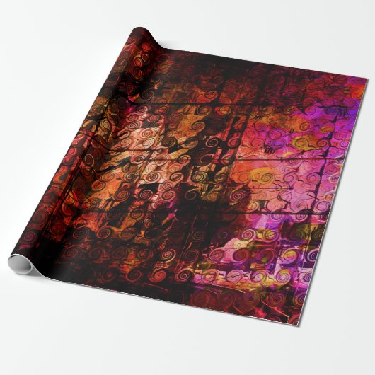 Abstract landschap Kunstrillen Paars rood Cadeaupapier (Uitgerold)