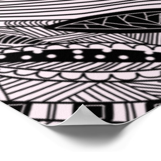 Abstract landschap Lineart Bergen en rivieren Poster (Hoek)