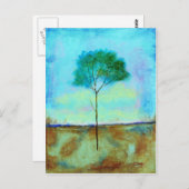 Abstract landschap Lone Skinny Tree Painting Briefkaart (Voorkant / Achterkant)