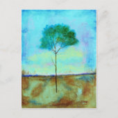 Abstract landschap Lone Skinny Tree Painting Briefkaart (Voorkant)