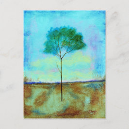 Abstract landschap Lone Skinny Tree Painting Briefkaart