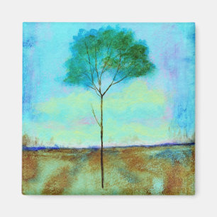 Abstract landschap Lone Skinny Tree Painting Magneet
