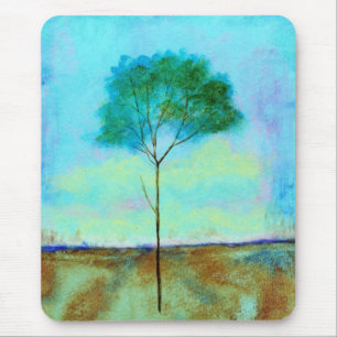 Abstract landschap Lone Skinny Tree Painting Muismat