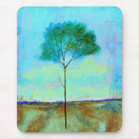 Abstract landschap Lone Skinny Tree Painting Muismat (Voorkant)
