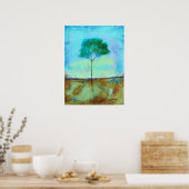 Abstract landschap Lone Skinny Tree Painting Poster (Keuken)