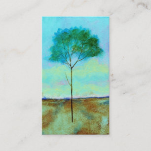 Abstract landschap Lone Skinny Tree Painting Visitekaartje