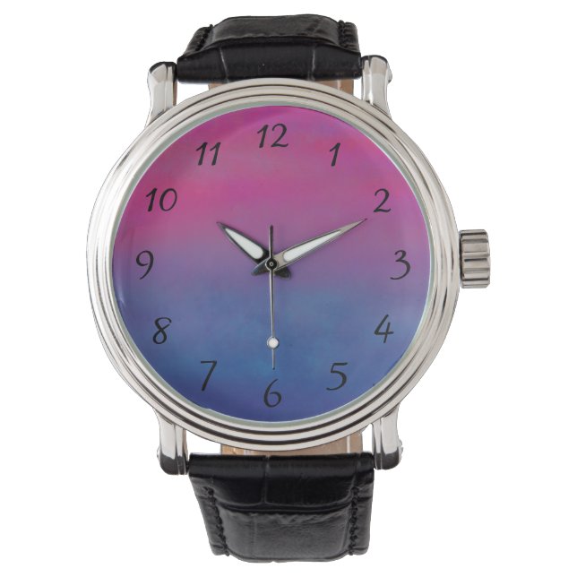 Abstract landschap Magenta Sky Horloge (Voorkant)