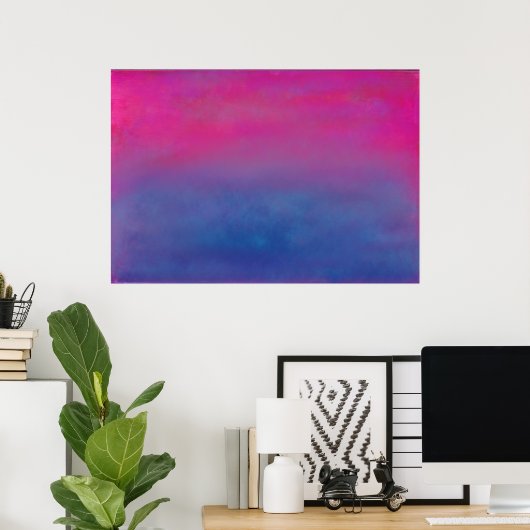 Abstract landschap Magenta Sky Poster (Thuiskantoor)