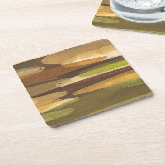 Abstract landschap met aardtoon kartonnen onderzetters (Schuin)