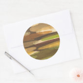 Abstract landschap met aardtoon ronde sticker (Envelop)