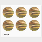 Abstract landschap met aardtoon ronde sticker (Vel)