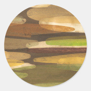Abstract landschap met aardtoon ronde sticker
