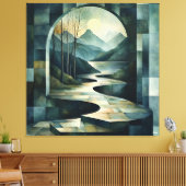 Abstract landschap met Archway en Serene River Canvas Afdruk (Insitu (Woonkamer))