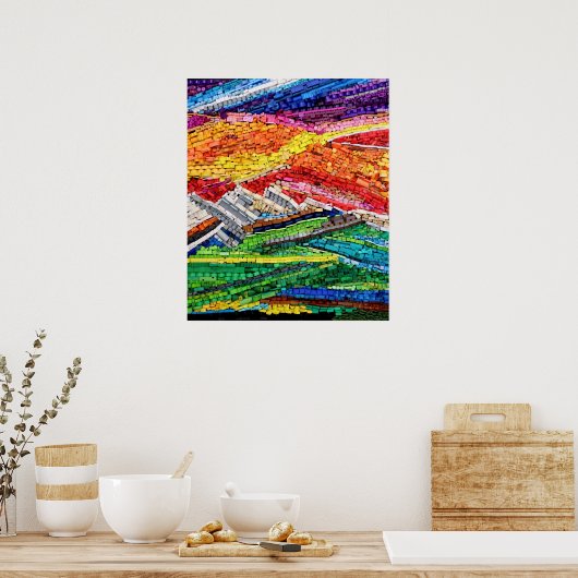 Abstract landschap met bewegingsruimte poster (Keuken)