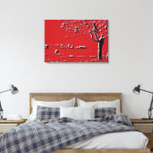 Abstract landschap met bomen in rood - Canvas Afdruk (Insitu (Slaapkamer))