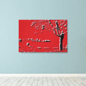 Abstract landschap met bomen in rood - Canvas Afdruk (Insitu (Houten vloer))