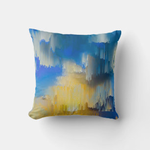 Abstract landschap met glitch-zonsondergang kussen