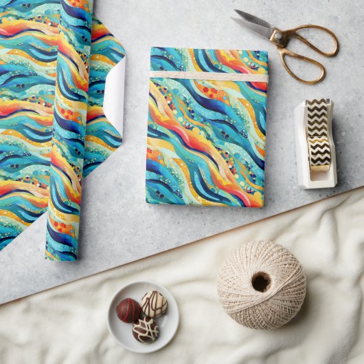 Abstract landschap met levendige golven en speels cadeaupapier (Crafts)