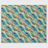 Abstract landschap met levendige golven en speels cadeaupapier (Vlak)