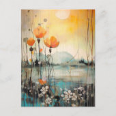 Abstract Landschap met rode klaprozen Briefkaart (Voorkant)