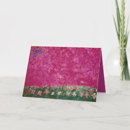 Abstract landschap met roze lucht en orchideeën ka bedankkaart